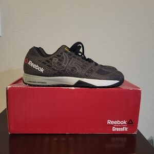 Reebok Men's Black and Gray CrossFit Trainer with Red Logo Accent